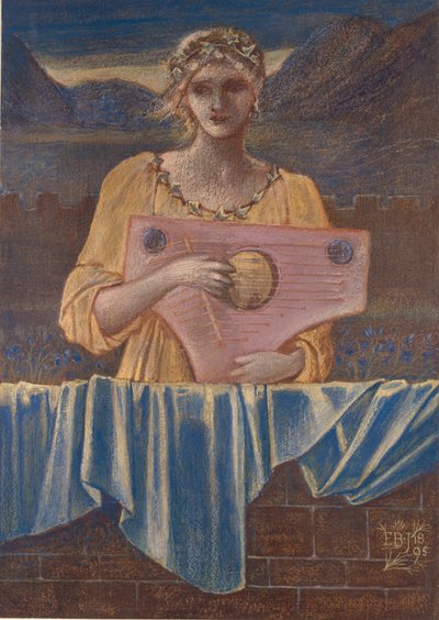 Estudio de una Mujer con un Instrumento Musical, 1895 de Sir Edward Coley Burne Jones