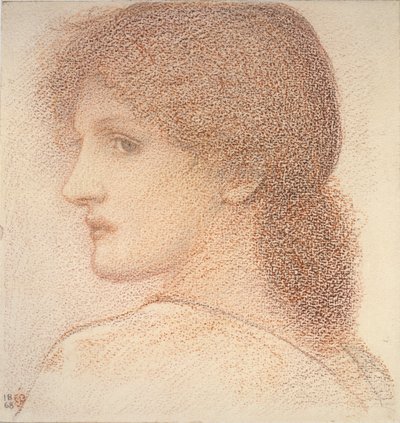 Estudio de la cabeza de una mujer, girada a la izquierda de Sir Edward Coley Burne Jones