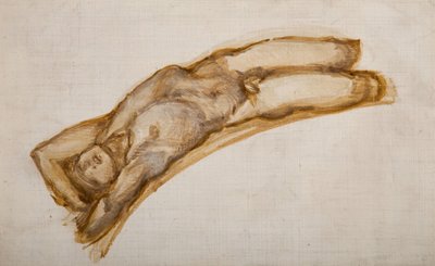 Rueda de la Fortuna - Desnudo Masculino - Estudio de Desnudo de un Esclavo, 1882 de Sir Edward Coley Burne Jones