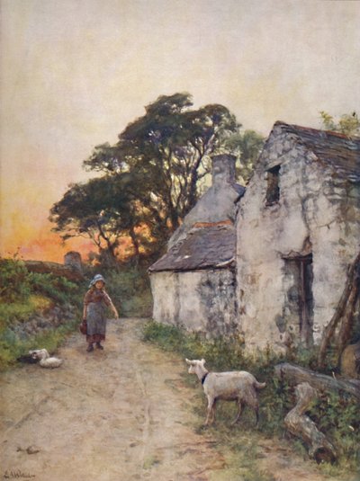Un camino de pueblo, Gales del Sur de Sir Ernest Albert Waterlow