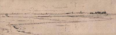 Boceto de Monnikendam en la distancia de Sir Frank Short