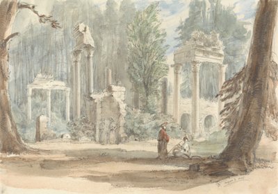 Las ruinas de Leptis Magna tal y como aparecen en el Parque Real de Virginia Water de Sir George Hayter
