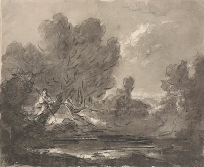 Figura en un árbol cerca de un estanque de Sir George Howland Beaumont seventh Baronet