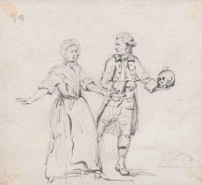 Dos figuras con una calavera de Sir George Howland Beaumont seventh Baronet