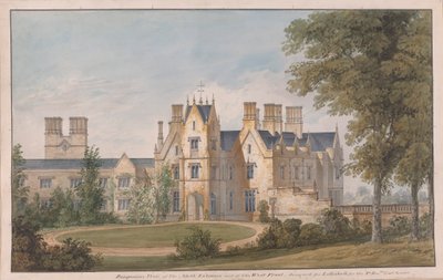 Lilleshall, Shropshire: Vista de la entrada norte y de la fachada oeste de Sir Jeffry Wyatville