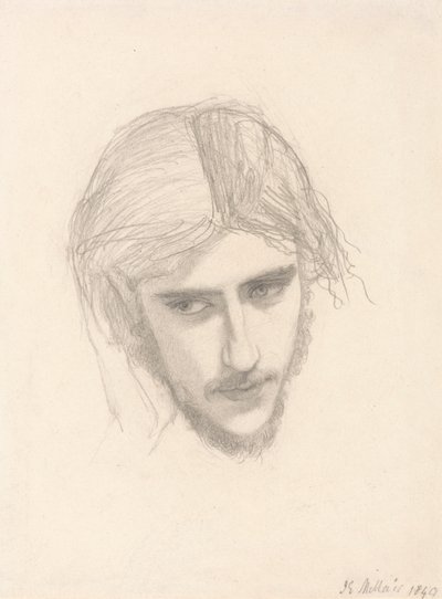 Estudio para la cabeza de Ferdinand en "Ferdinand Lured by Ariel" (Ferdinand atraído por Ariel) de Sir John Everett Millais