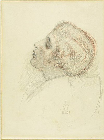 Estudio para la cabeza del amante salvador en Fuga del hereje de Sir John Everett Millais