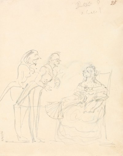 Dos caballeros hablan con una dama sentada de Sir John Everett Millais