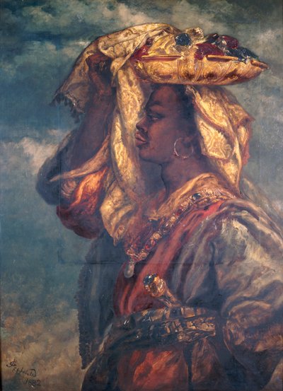 Chica negra con fruta, 1882 de Sir John Gilbert