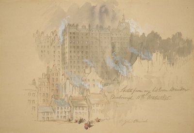 Edimburgo desde la Habitación del Artista, boceto inscrito desde la ventana de mi dormitorio, 1845 de Sir John Gilbert