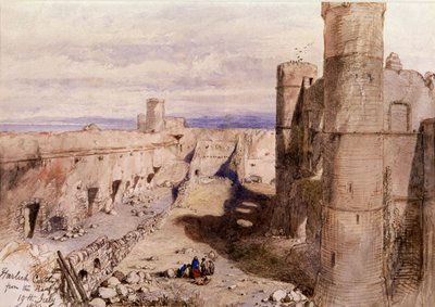 Castillo de Harlech desde las murallas, Gales, 1850 de Sir John Gilbert