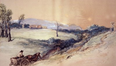 Paisaje con caballo y carro, 1883 de Sir John Gilbert