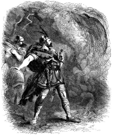 Macbeth y Banquo encontrándose con las tres brujas, 1858 de Sir John Gilbert