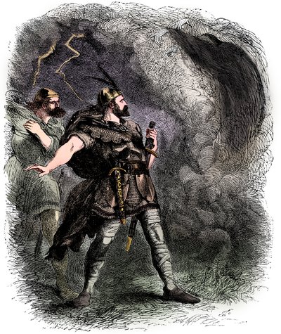 Macbeth y Banquo encontrando a las tres brujas de Sir John Gilbert