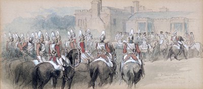 Escolta montada en el Palacio de St James, Londres, 1848 de Sir John Gilbert