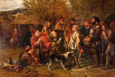 Sir John Falstaff Revisando su Regimiento Andrajoso de Sir John Gilbert