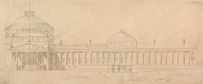 Boceto de media fachada para un palacio real, Hyde Park, Londres de Sir John Soane
