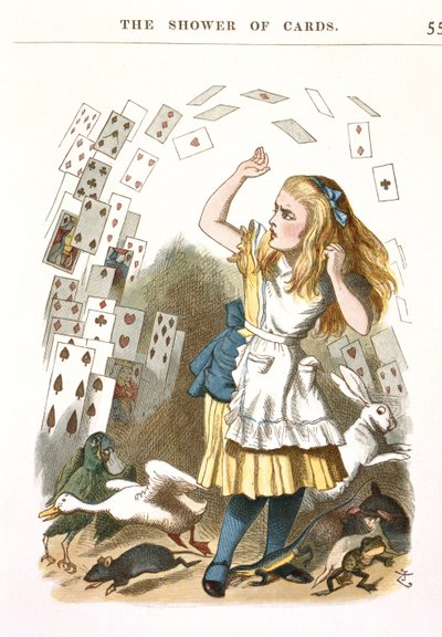 La lluvia de cartas. Ilustración para Alicia en el País de las Maravillas de L. Carroll, 1890 de Sir John Tenniel