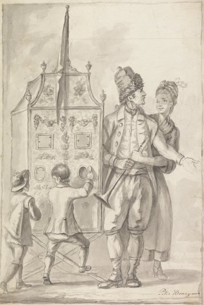 Estudio de un Peep Show con dos asistentes y dos niños de Sir Peter Francis Bourgeois