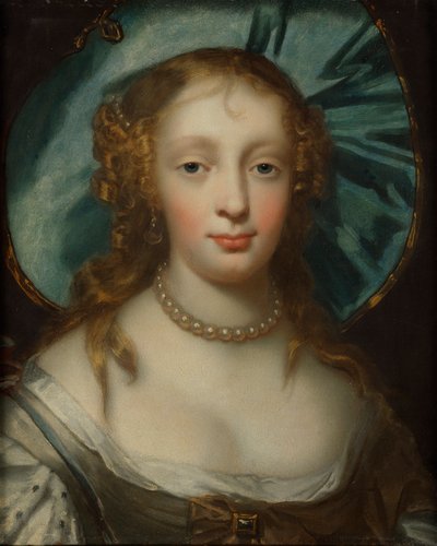 retrato, de, un, dama, con, un, sombrero azul de Sir Peter Lely