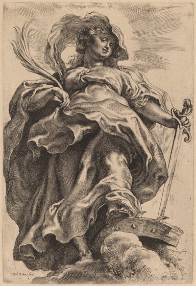 Santa Catalina en las nubes de Sir Peter Paul Rubens