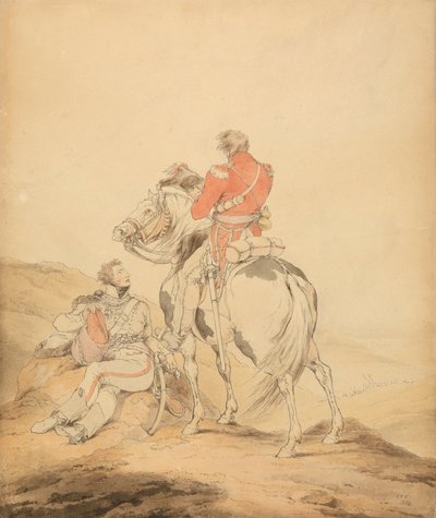 Un oficial británico del Estado Mayor y un oficial de húsares de Sir Robert Kerr Porter