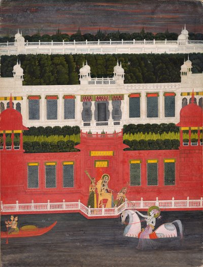 Krishna Receives a Flower Garland de Sitaram