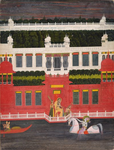 Krishna recibe una guirnalda de flores, c. 1750-1760 de Sitaram