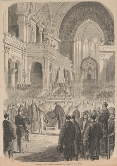El funeral de Gioacchino Rossini. La consagración en la Iglesia de la Santísima Trinidad, 1868 de Smeeton and Cie . Cosson