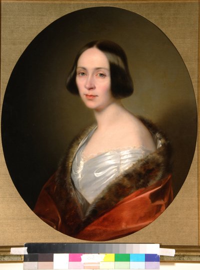 Portrait de la comtesse Louise Trofimovna Golitsyna (1810-1887), nee Baranova - Peinture de Sandor Kozina (1808-1873), huile sur toile (68x55 cm), debut 1840 - Portrait of Countess Louise Trofimovna Golitsyna, Oil on canvas by Sandor Kozina, Early 1840s) S de Sándor Kozina