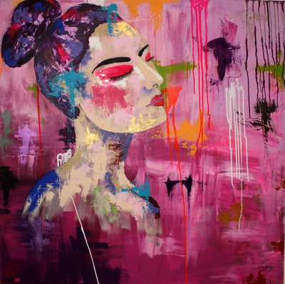 Retrato rosa abstracto de Sofia Toborg