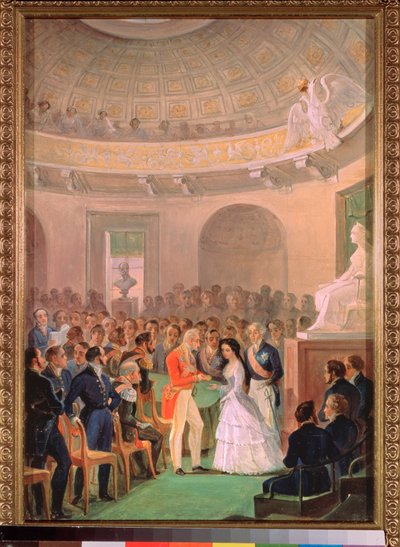 Autorretrato durante la recompensa de una medalla de oro en la Academia de las Artes de Sofia Vasilyevna Sukhovo Kobylina