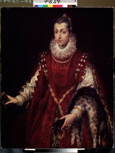 ""Retrato de un patricio, miembro de una familia rica en la Italia medieval"" (Retrato de un patricio) Mujer joven ricamente vestida, piel en el brazo, cuello de encaje y vestido de terciopelo. Pintura de Sofonisba Anguissola (1532-1625) 1558 Lviv, Museo d de Sofonisba Anguissola