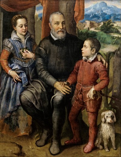 El padre del artista Amilcare Anguissola y sus hermanos Minerva y Asdrubale de Sofonisba Anguissola