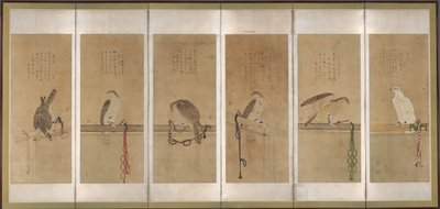 Halcones atados, antes de 1606 de Soga Chokuan