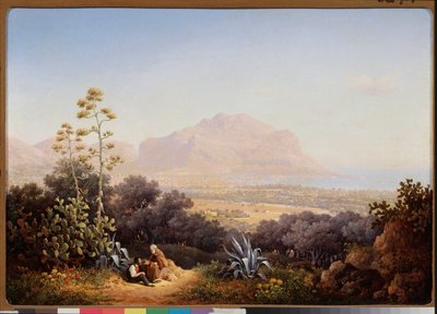 Vista de Palermo (Sicilia, Italia) (Vista de Palermo) - Pintura de Sokrat Maximovich Vorobyev (Vorobiev) (1817-1888), óleo sobre lienzo de Sokrat Maksimovich Vorobiev