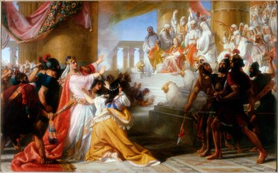 El desconcierto de Atalía en la coronación de Joás, c.1858 de Solomon Alexander Hart