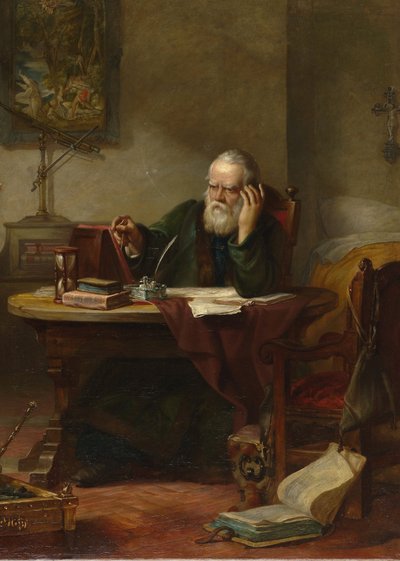 (detalle) John Milton visitando a Galileo Galilei cuando era prisionero de la Inquisición de Solomon Alexander Hart