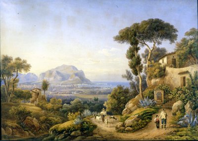 Palermo y Monte Pellegrino. Pintura de Solomon Corrodi de Solomon Corrodi