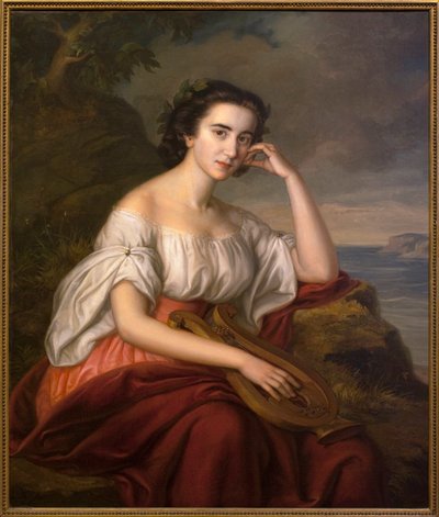 Safo. Pintura de Soma Orlay Petrich (1822-1880), óleo sobre lienzo, hacia 1860. Arte húngaro de Soma Orlay Petrich