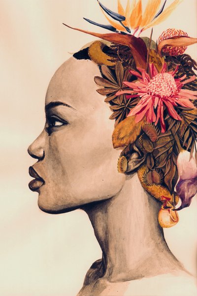 Mujer con corona botánica de Sophia Novosel