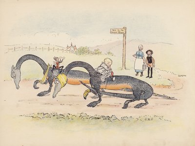 Ilustración para Little Twin Dragons de S Rosamond Praeger (litografía en color) de Sophia Rosamond Praeger