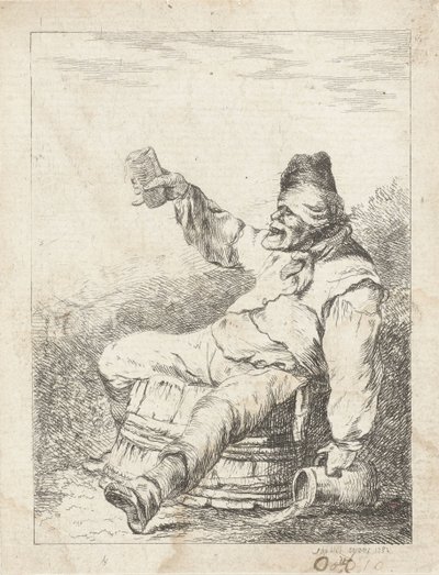 Borracho sentado en un barril de Sophia Wilhelmina Evans