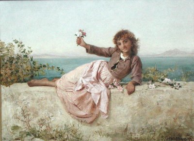 Una vendedora de flores en Capri, Italia, c.1875 de Sophie Anderson
