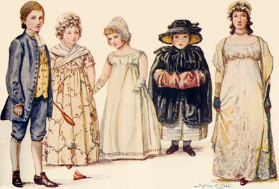 Atuendo infantil durante los reinados de la Reina Ana, Jorge I, II y III 1702-1790, 1903, 1937 de Sophie B. Steel