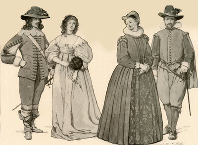 Ropa durante los reinados de Jacobo I y Carlos I 1607-1640, 1903, 1937 de Sophie B. Steel