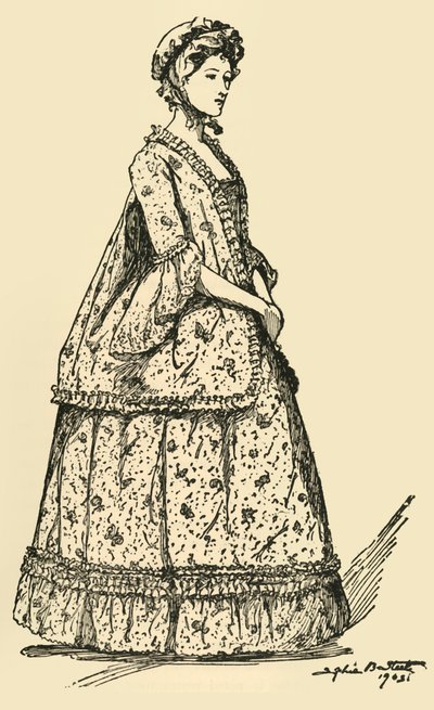 Imagen de un saco corto de Watteau usado sobre una enagua, c1750-1800, 1903, 1937 de Sophie B. Steel