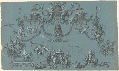 Arabescos con Putti Juguetones, Animales y Bufones de South German 18th Century
