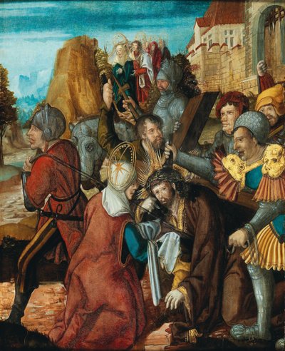 Santa Verónica presentando su velo a Cristo en su camino al Calvario, ca. 1515-1520 de Southwest German master.