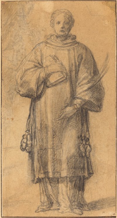 Un Santo de Pie Sosteniendo un Libro y una Palma de Spanish 17th Century